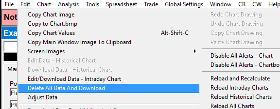 Delete and Download Data on the chart shortcut menu