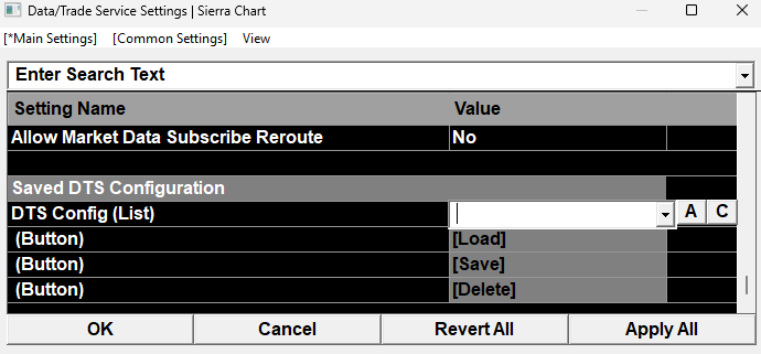 Saving the current configuration under a name in DTS Config
